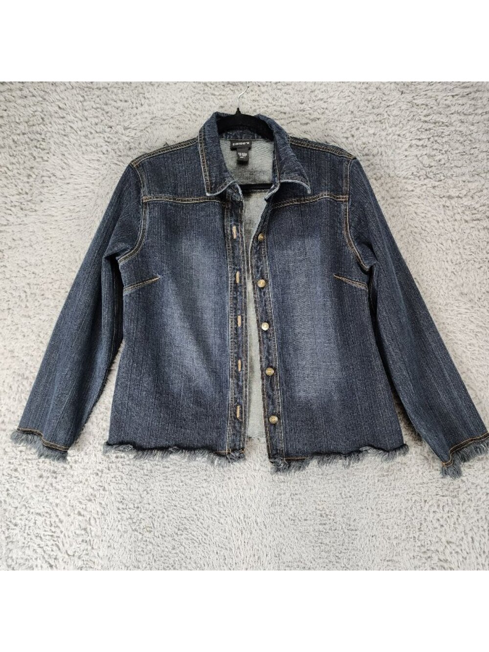 Chico's Jacket Womens 1 US 8 Faded Blue 100% Cotton Denim Jean Jacket *Read*